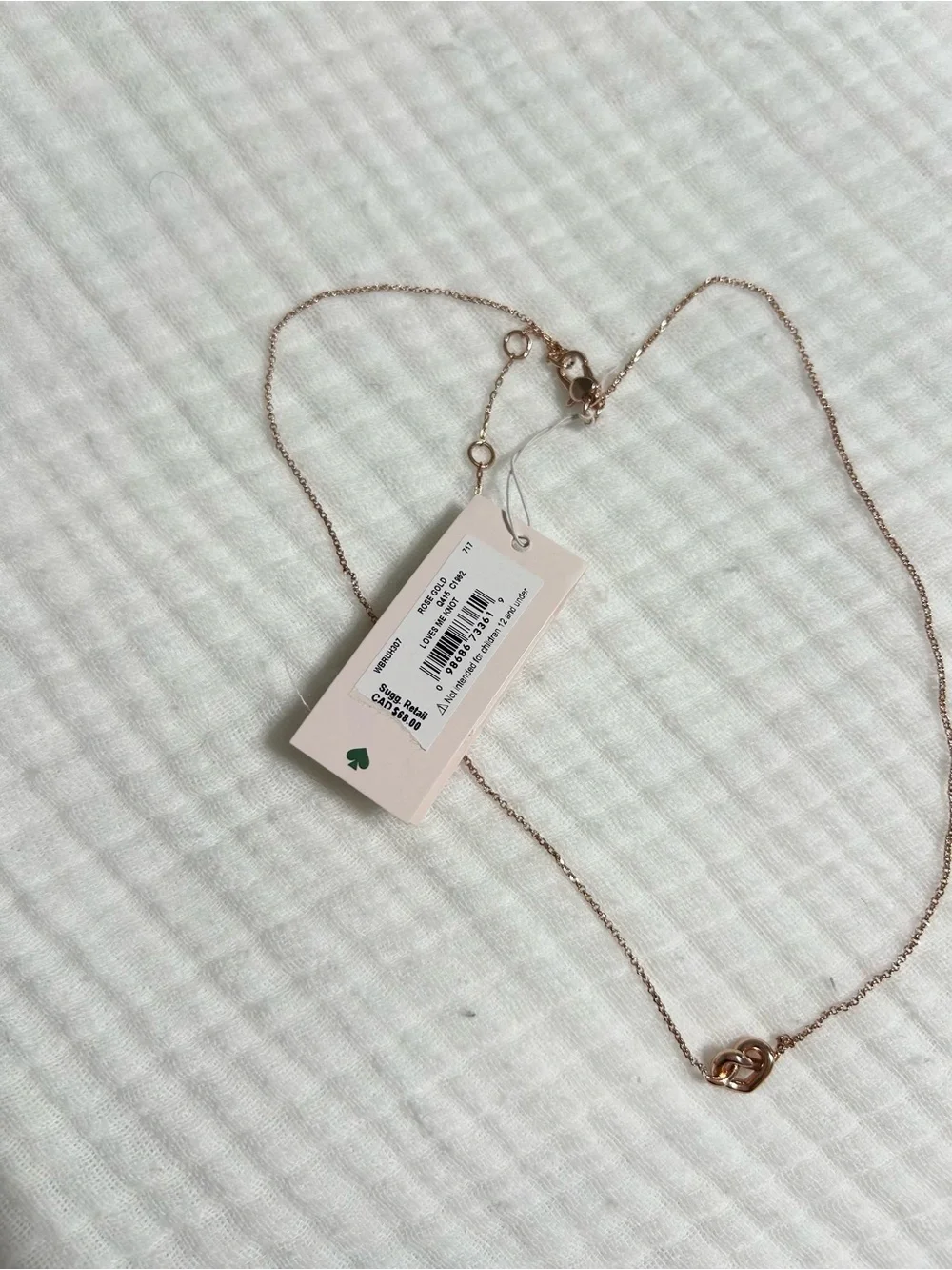 Kate Spade Loves Me Knot Mini Pendant Necklace Rose Gold NWT